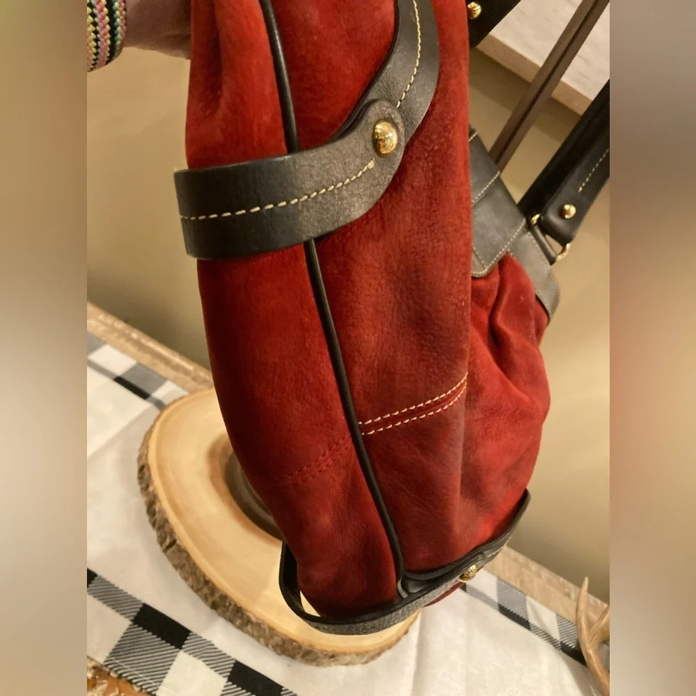 Dooney and Bourke Limited Edition Red Suede Hayden Panettiere (HP) Tote Bag Rare
